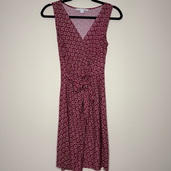 DIANE VON FURSTENBERG Bella 100% Silk Geometric Pattern Faux Wrap Mini Dress - Picture 3 of 9